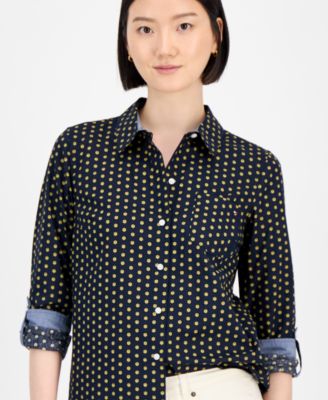 Women's Cotton Foulard Button-Front Shirt