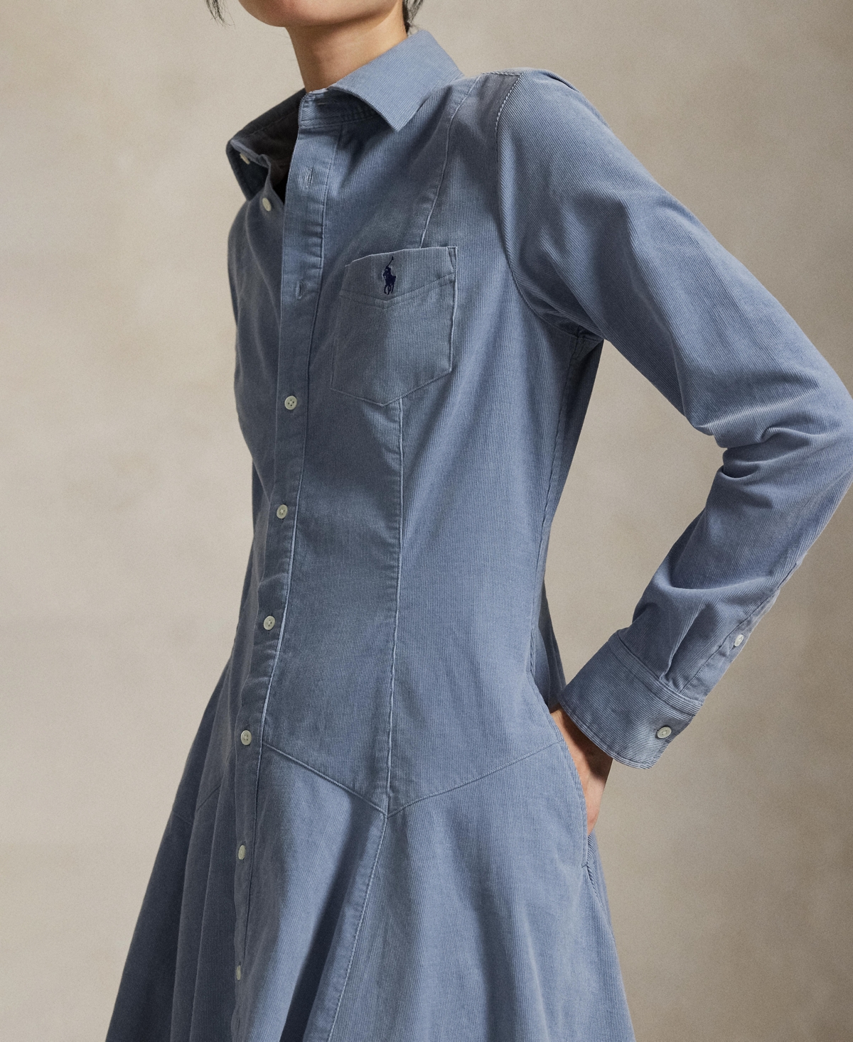 Polo Ralph Lauren Women's Cotton Corduroy A-line Shirtdress In Blue