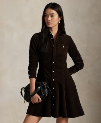 Women's Cotton Corduroy A-Line Shirtdress
