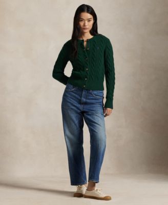 Women's Cable-Knit Wool-Cashmere Cardigan Sweater