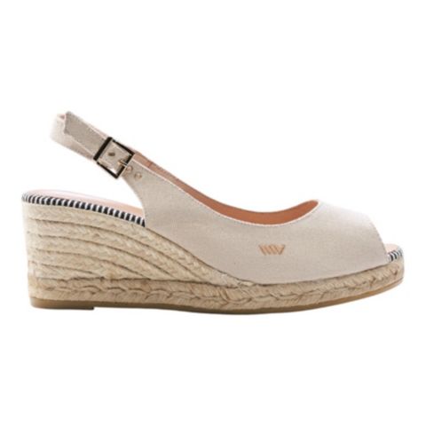 Женские сандалии VISCATA Gavina Canvas Espadrille Sandal Wedges Slingback, цвет: Бежевый
