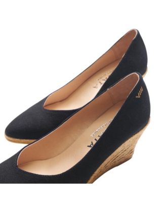 Roses Canvas V Cut Espadrille Wedges