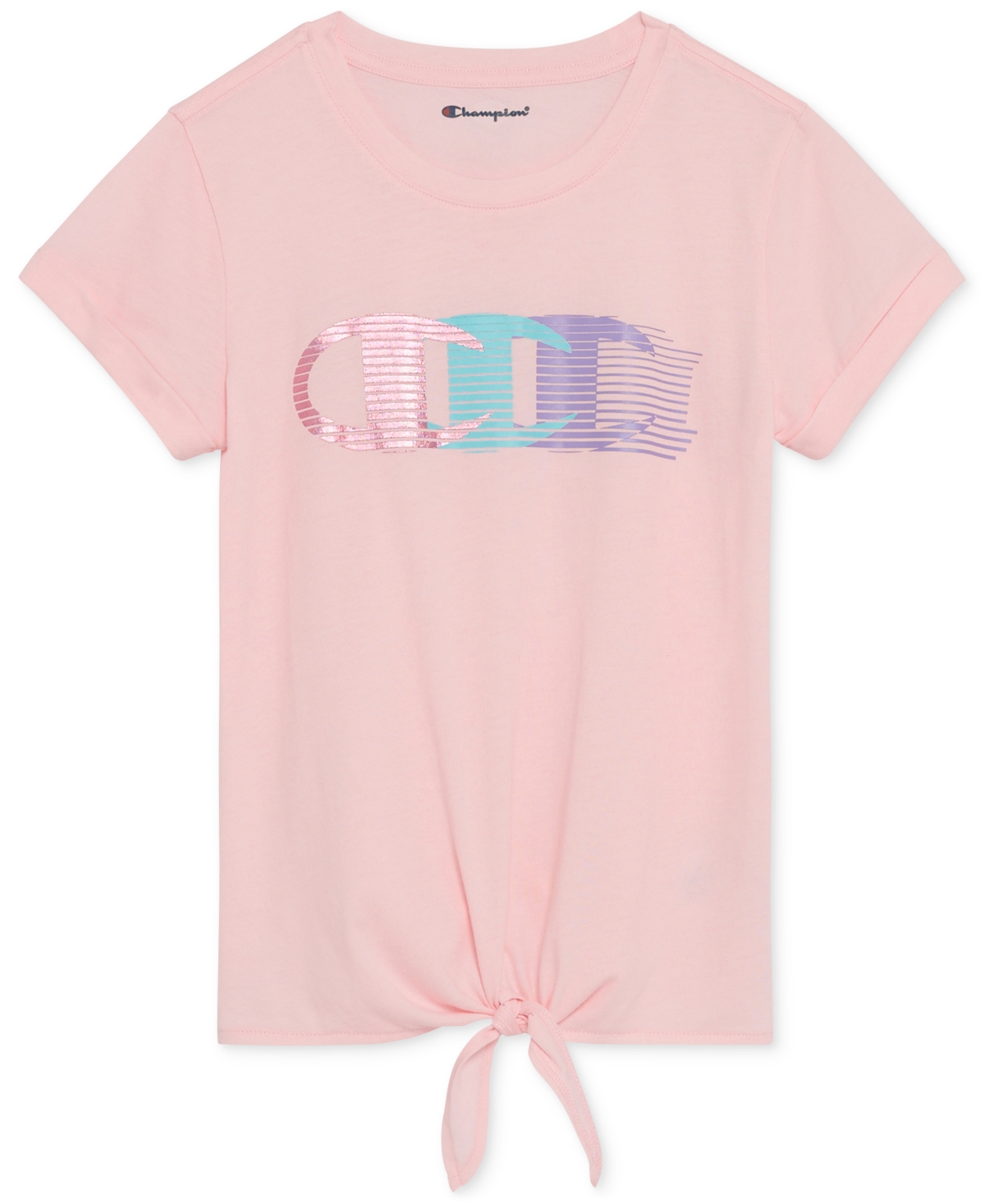 Champion Big Girls Logo Graphic Tie-Front T-Shirt