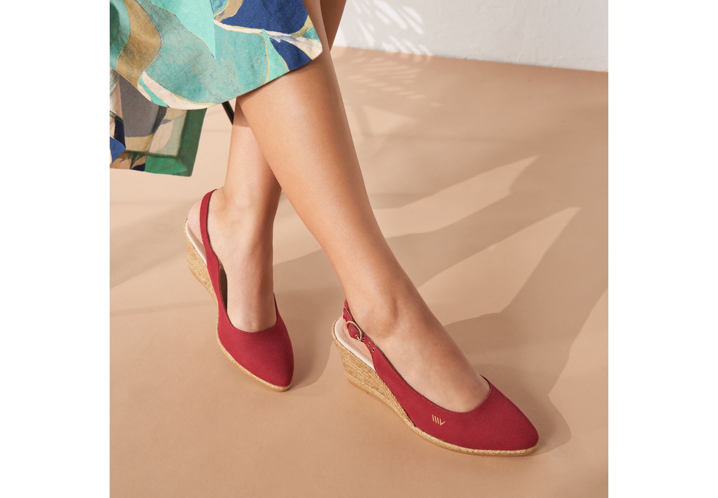 Женские сандалии VISCATA Palomera Canvas Espadrille Wedges Slingback, цвет: Вишнёвый — фото 4