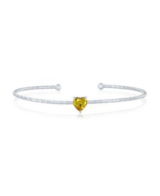 Sterling , Birthstone CZ Heart Bangle