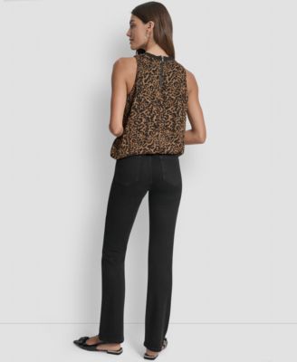 Women's Printed Bubble-Hem Sleeveless Top