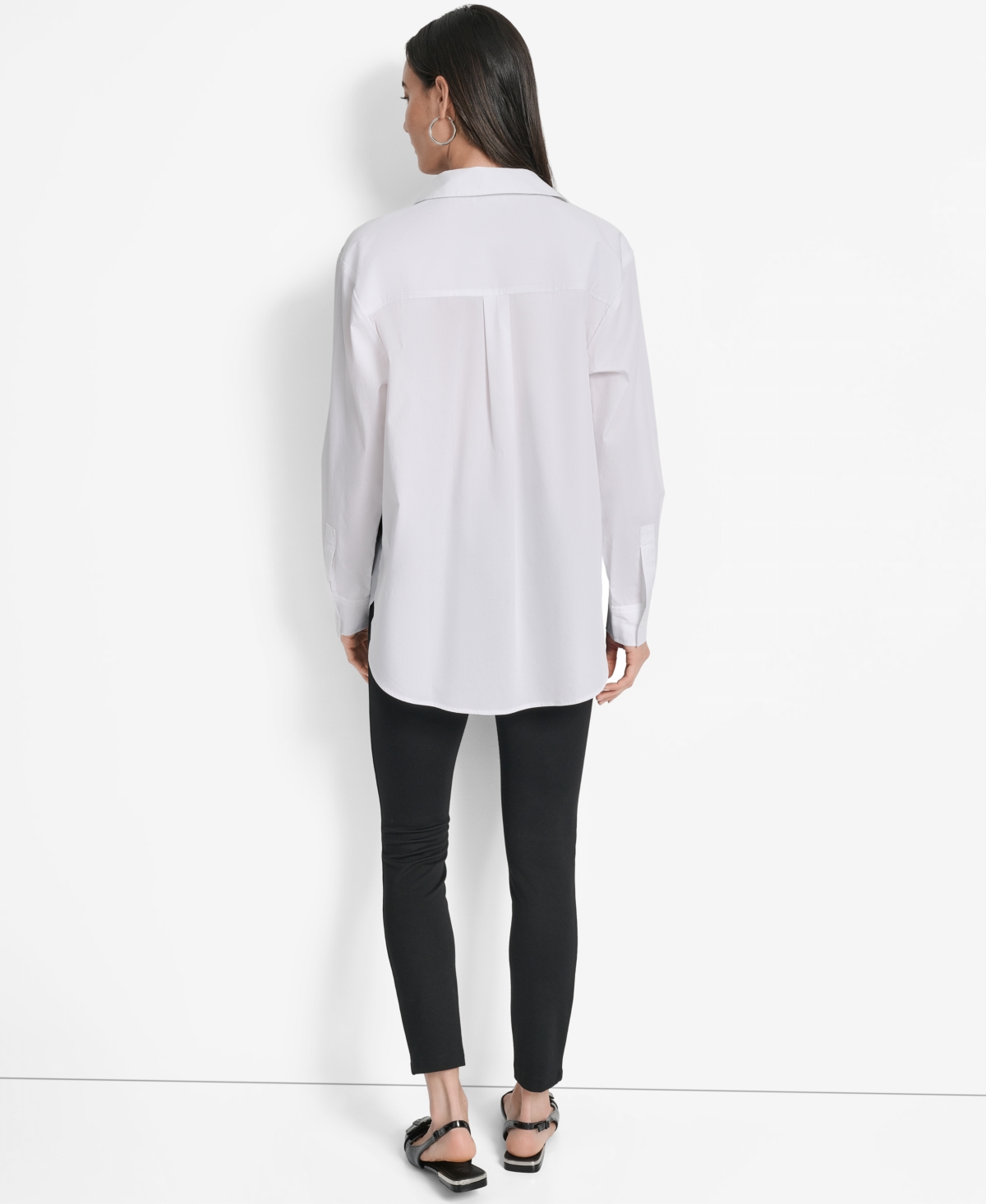 Dkny City Skyline Cotton Button-up Shirt In White