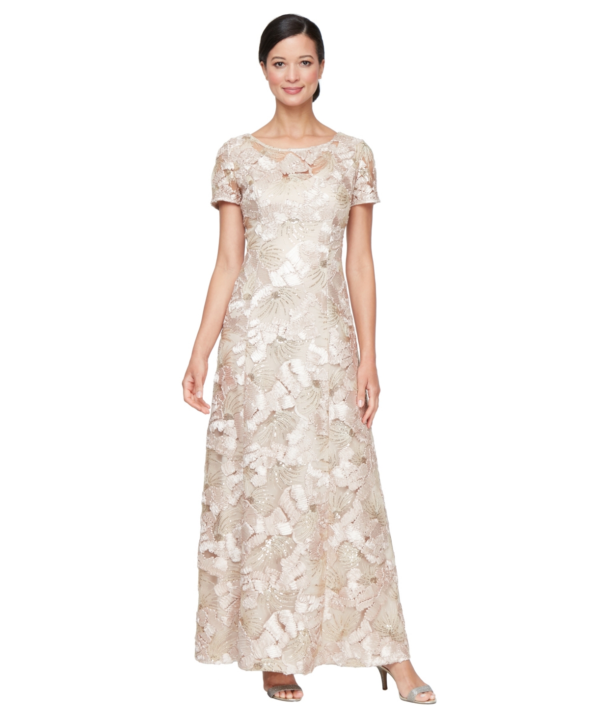 Alex Evenings Women's Soutache Sequined Evening Gown In Neutral