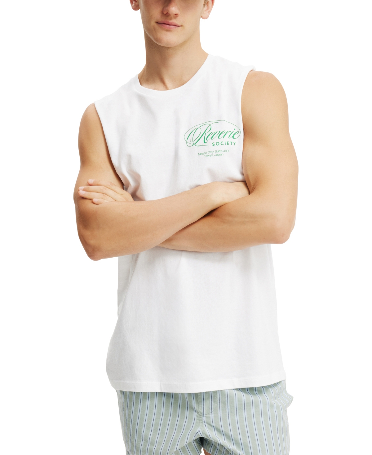 Men's Graphic Muscle Tank Top - White, Reverie grit