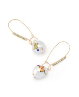 Faux Stone Backyard Butterfly Dangle Drop Earrings