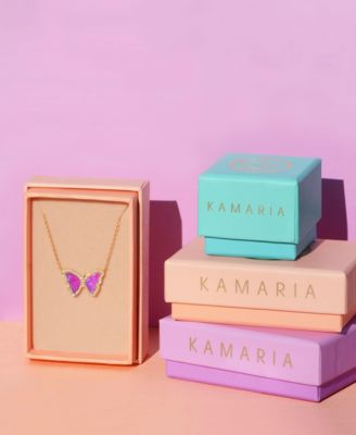 Butterfly Necklace with Lab-Grown Opal in 14k Gold Plated Sterling Silver