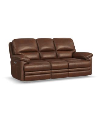 David 85" Pecan Leather Power Reclining Sofa
