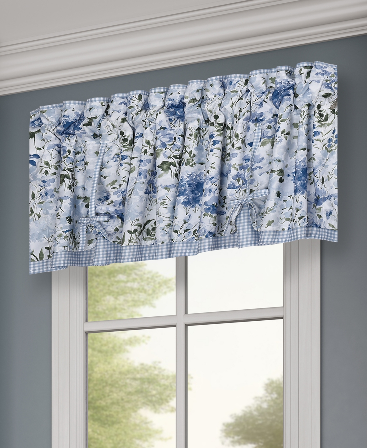 Kourtney Tie-Up Window Valance, 18" x 72" - Blue