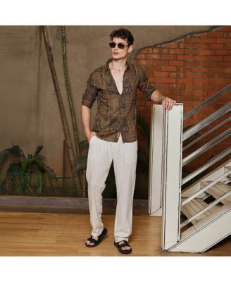 Men's Peanut Brown Aztec-Imprint Shirt