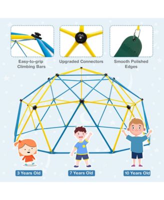 10 FT Climbing Dome with Swing Outdoor Kids Play Jungle Gym