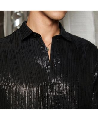 Men's Metallic Black Metallic Blushed Shirt