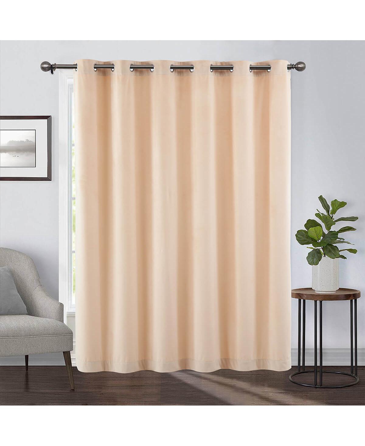 Heavyweight Wide Width 84-Inches Velvet Curtains Grommet Top (Single), 84" W x 96" L - Gray