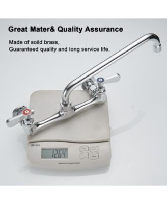 2-Handle Wall Mount Kitchen Faucet with 12" Swivel Spout and 8" Center Faucet