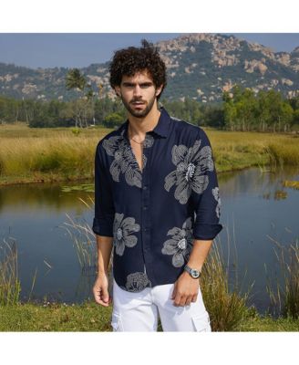 Men's Navy Blue Maxi-Flora Shirt