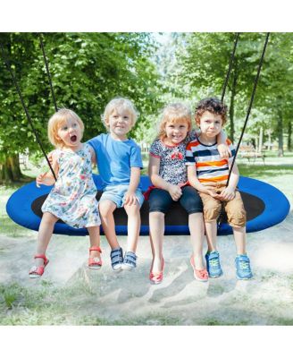 60'' Saucer Tree Swing Surf Outdoor Adjustable Kids Giant Oval Platform Swing Set