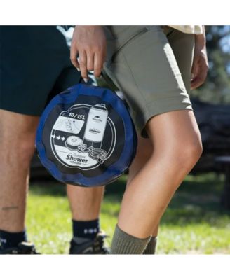 11 Litre Solar Heated Shower Bag, Outdoor Shower, Camping, Portable Pressure Shower with Foot Pump, Garden Shower