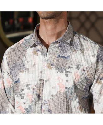 Men's Moon Grey & Chalk White Artistic-Blur Shirt