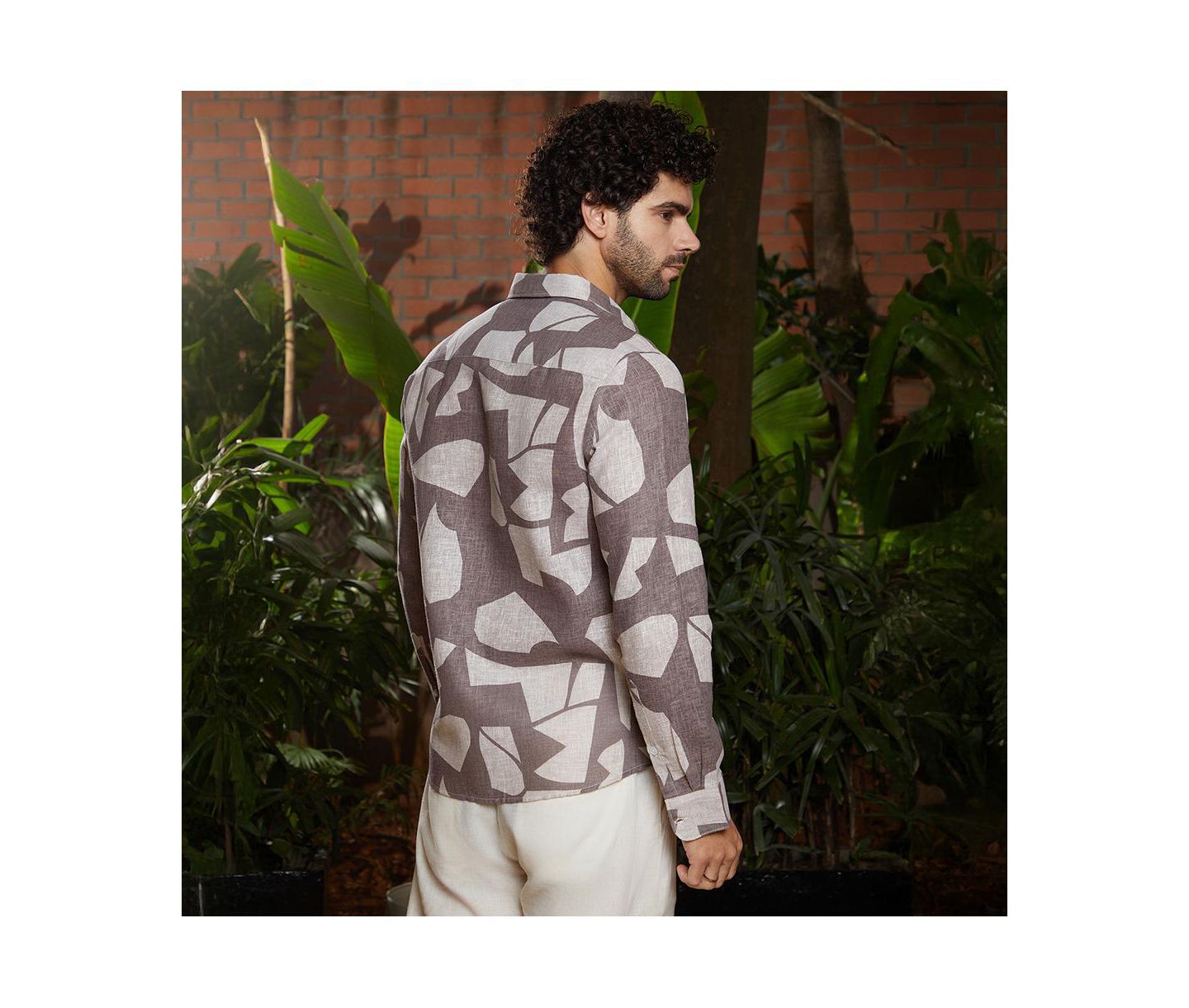 Мужская рубашка Cahoot Campus Sutra Ash Brown Abstract Heathered, цвет: Коричневый — фото 2