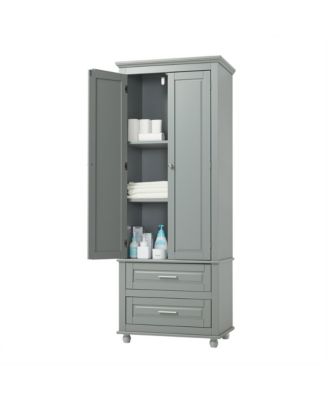 62.5"H Tall Storage Cabinet with 2 Drawers for Bathroom or Office Use