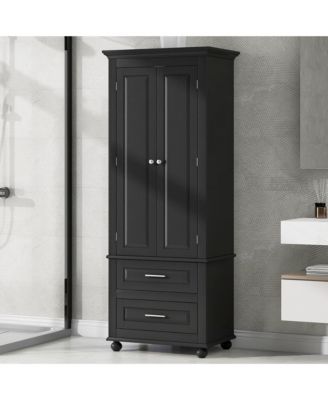 62.5"H Tall Storage Cabinet with 2 Drawers for Bathroom or Office Use