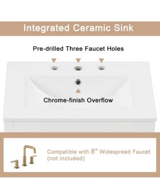 24" Bathroom Vanity with Sink, 2 Drawers and Door, Adjustable Shelf