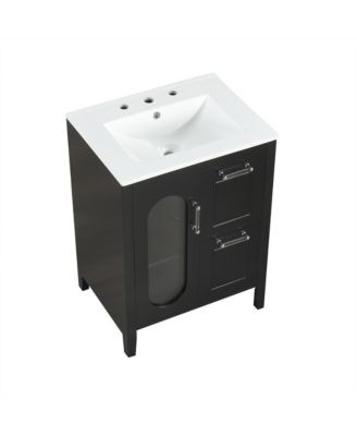 24" Bathroom Vanity with Sink, 2 Drawers and Door, Adjustable Shelf