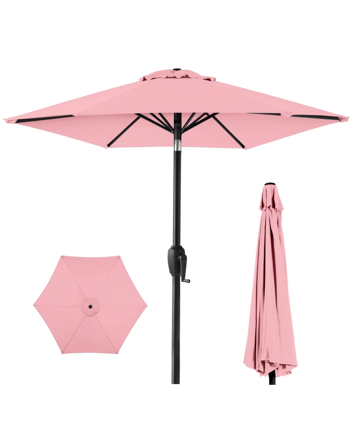 7.5ft Heavy-Duty Outdoor Market Patio Umbrella w/ Push Button Tilt, Easy Crank - Carnation