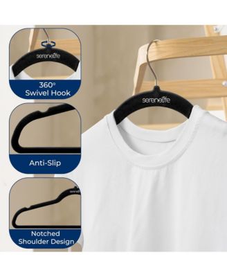 150 Pcs. of Velvet Non-Slip Hangers for Clothes - Heavy Duty Coat Hanger Set with 360&amp;#xB0; Swivel Hook (Black)