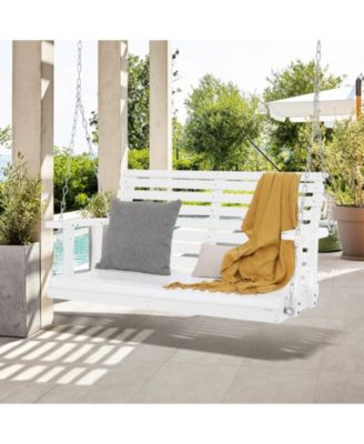 Wooden Porch Swing with Hanging Chains Heavy Duty Outdoor Bench for Patio or Garden