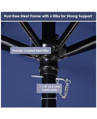 7.5 Ft Outdoor Patio Umbrella 6 Ribs with Scale Tilt Button Strap UV30+ Sunshade Garden Parasol for Yard Deck Market Pool Navy Blue