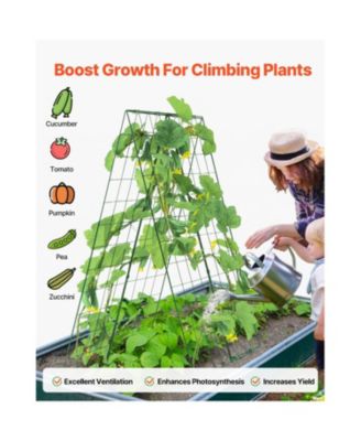 Foldable A-Frame Metal Garden Trellis for Climbing Plants Cucumbers and Vegetables