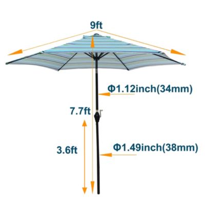 9FT UMBRELLA Blue Stripes