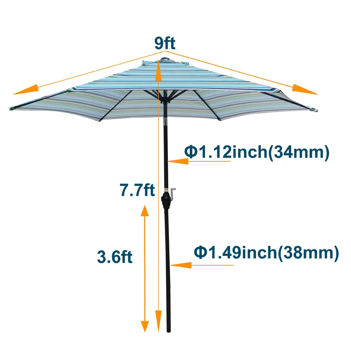 Flynama 9FT Umbrella Blue Stripes