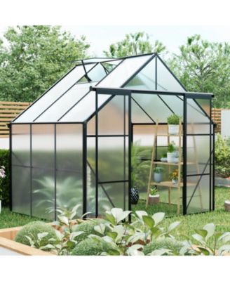 8x6FT Double Door Polycarbonate Greenhouse with Base Anchoring