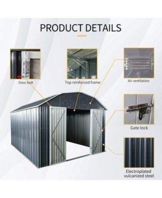 10 ft x 12 ft Steel Outdoor Storage Shed with Arch Roof with Lockable Doors