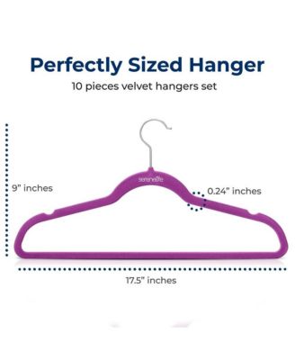 10 Pcs. Velvet Hangers - Non-Slip, Sturdy, and Heavy Duty Coat Set with 360&amp;deg; Swivel Hook for Clothes (Purple)