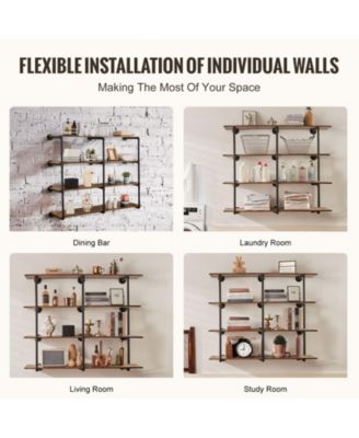 4 Tier Industrial Pipe Wall-Mount Shelf Frame 3PCS Without Planks for Custom Storage