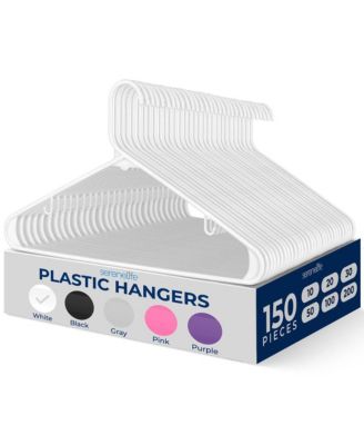 50 Pcs. of Standard Plastic Hangers for Clothes - Durable Tubular Hanger Slim Design Idea for Daily Use Hanger Set (White)