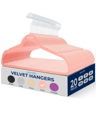 20 Pcs. Velvet Hangers Non Slip Sturdy Heavy Duty Coat Set With 360 Xb0 Swivel Hook For Clothes Pink
