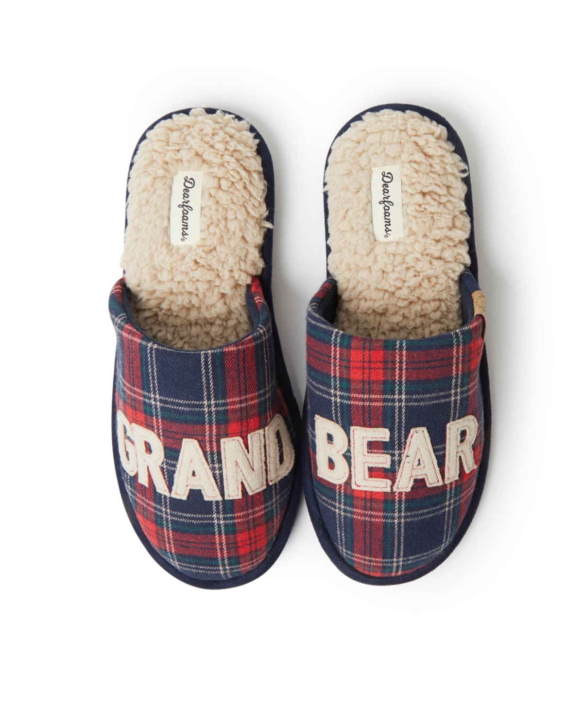 Men's Carson Grand Bear Grandpa Scuff House Slipper - Navy plaid