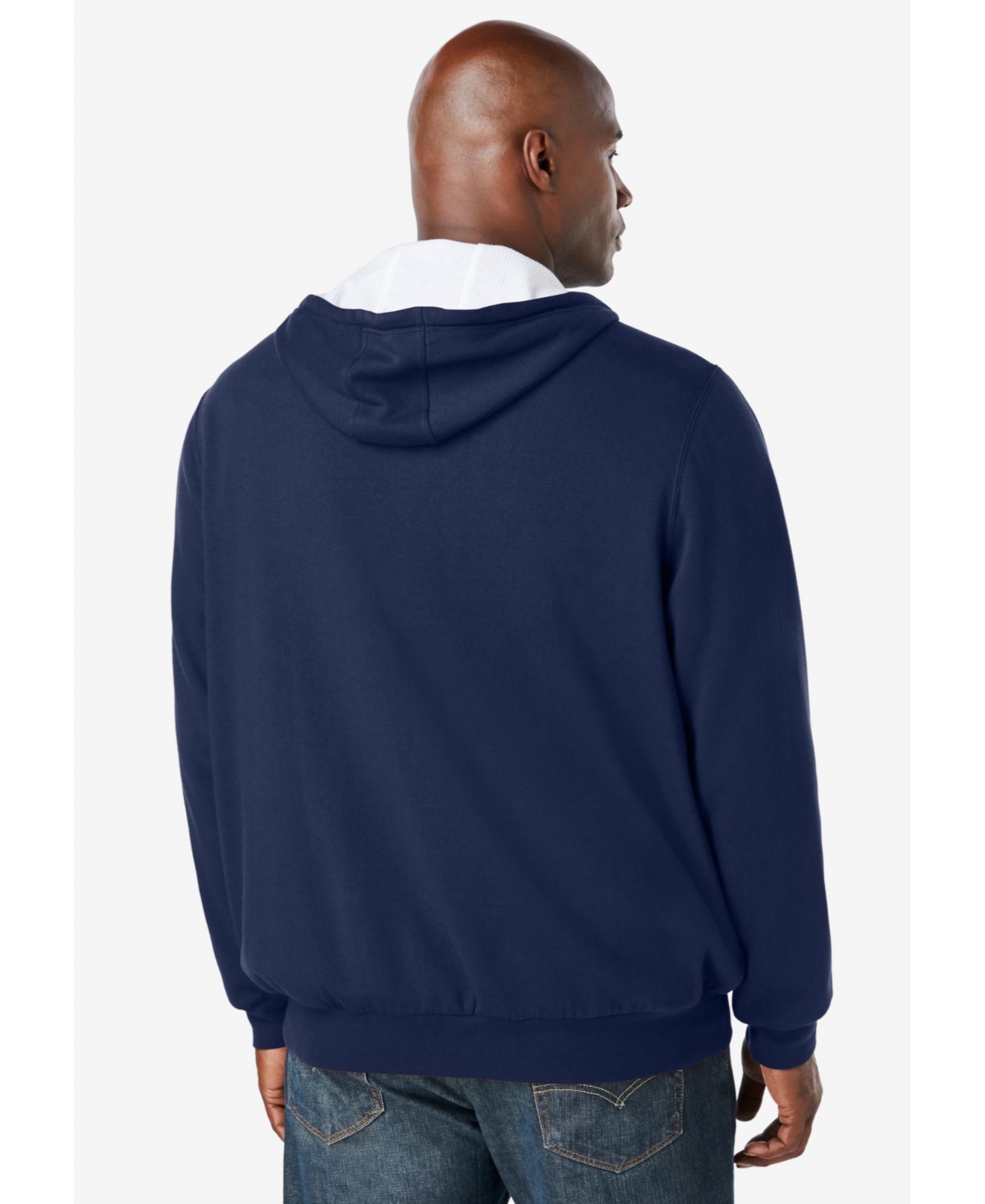 Men's by KingSize Full-Zip Thermal Hoodie - Heather slate blue
