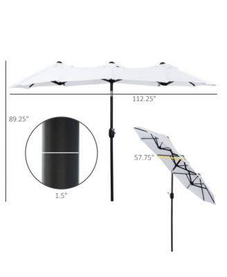 Double-sided Patio Umbrella 9.5' Large Outdoor Market Umbrella with Push Button Tilt and Crank, 3 Air Vents and 12 Ribs
