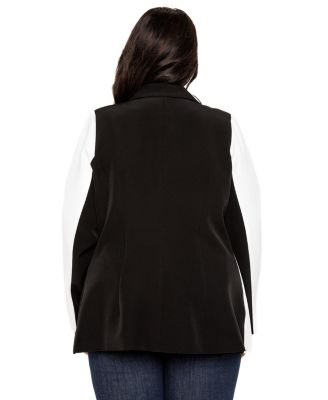Plus Size Contrast Double Breasted Blazer