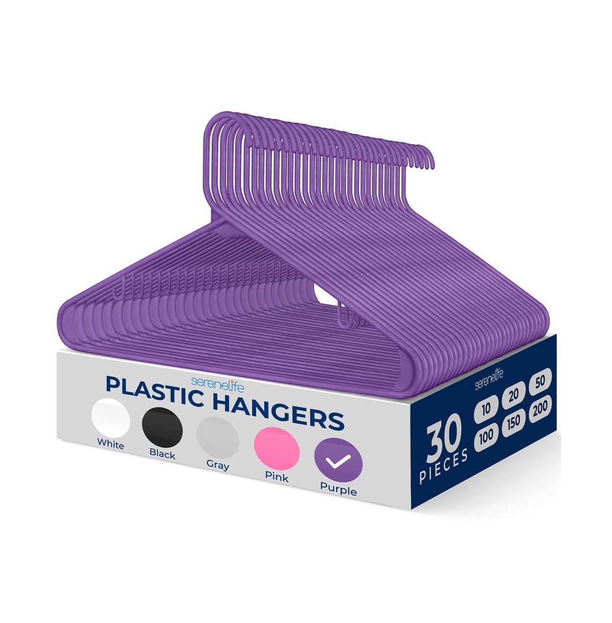 30 Pack Plastic Clothes Hangers &#x2013; Non-Slip, Heavy Duty Adult Coat Hanger Set with 360&#xB0; Swivel Hook &#x2013; Slim, Space-Saving