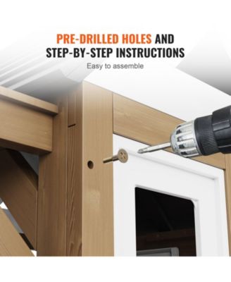 Kids Wooden Garden Playhouse Outdoor Cottage with Door Window and Sink